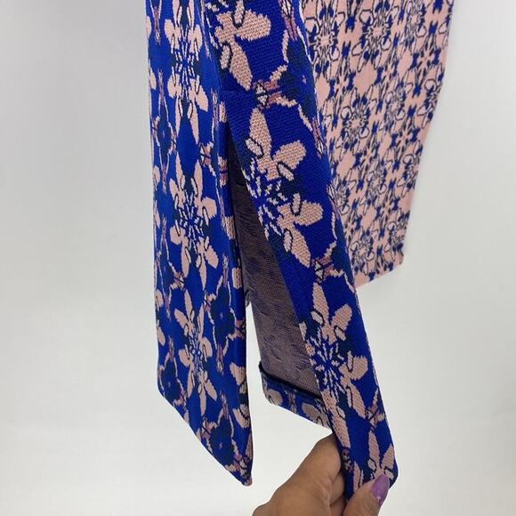 H&M pink blue sleeveless tunic mini dress side slits retro funky avant-garde 6 - Picture 5 of 8